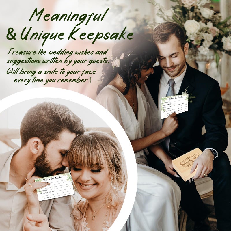 1DFAUL 60pcs Advice and Wishes for the Mr and Mrs  Wedding Advice Cards for Wedding Games  Bridal Shower Guest Book Advice Cards Box for Bride and Groom  Bridal Shower Decorations - Image 5